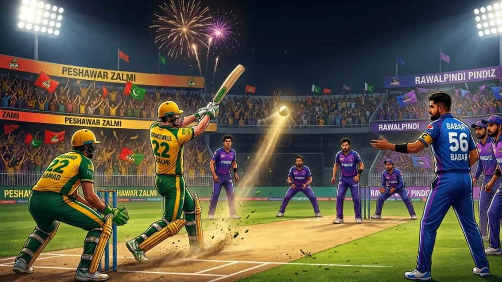 Peshawar Zalmi vs Rawalpindi Pindiz PSL 2026 Highlights: Haris and Samad Star as Zalmi Edge Past Pindiz in Thrilling Chase