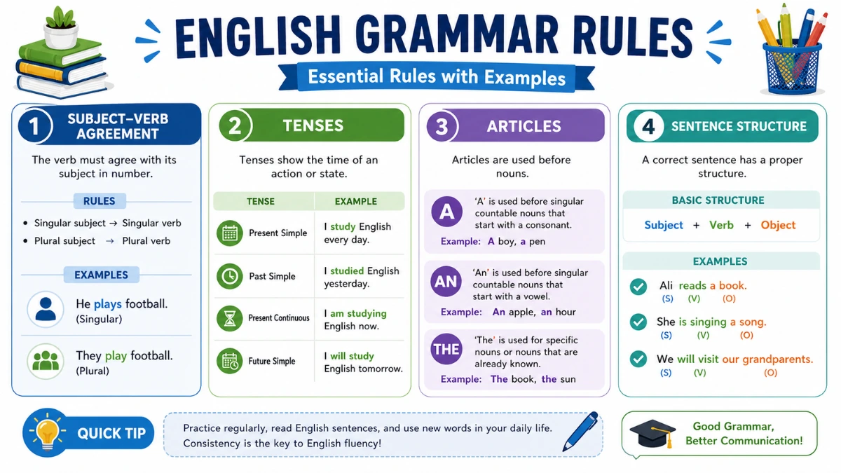 English Grammar Rules with Examples: Complete Easy Guide for Students